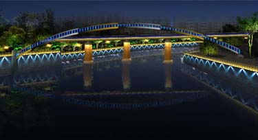 一河兩岸亮化 LED洗墻燈點(diǎn)亮兩岸樞紐帶