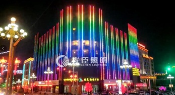 甘肅商場外墻亮化，全彩線條燈屏效果