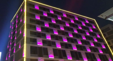 石家莊公寓樓體亮化,光臣led七彩洗墻燈效果分享